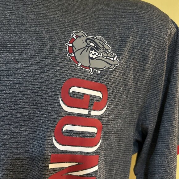 NEW Gonzaga University Bulldogs Gray Performance Crewneck Striped Shirt Mens L - Picture 3 of 6